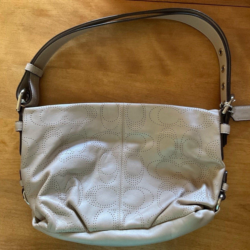 COACH Signature Punching Tote Bag 2way Logo Pattern (Creamy Gold Beige)
